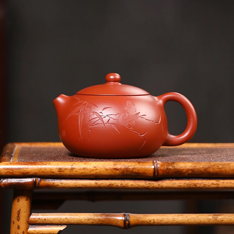 Yuanhu Association Yixing raw ore purple clay teapot senior engineer Zhou Xiaoming pure handmade vermilion clay Xishi teapot