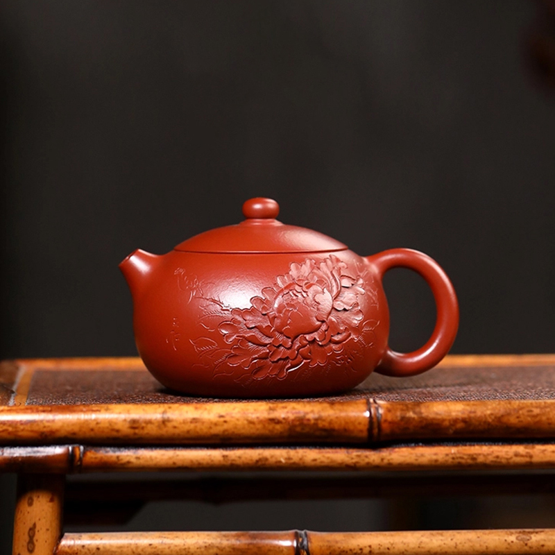 Yuanhu Association Yixing raw ore purple clay teapot senior engineer Zhou Xiaoming pure handmade vermilion clay Xishi teapot