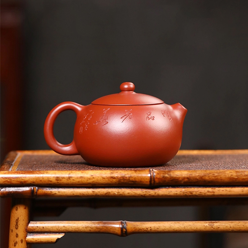 Yuanhu Association Yixing raw ore purple clay teapot senior engineer Zhou Xiaoming pure handmade vermilion clay Xishi teapot
