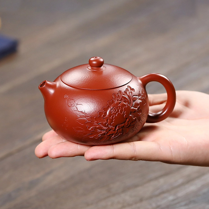 Yuanhu Association Yixing raw ore purple clay teapot senior engineer Zhou Xiaoming pure handmade vermilion clay Xishi teapot