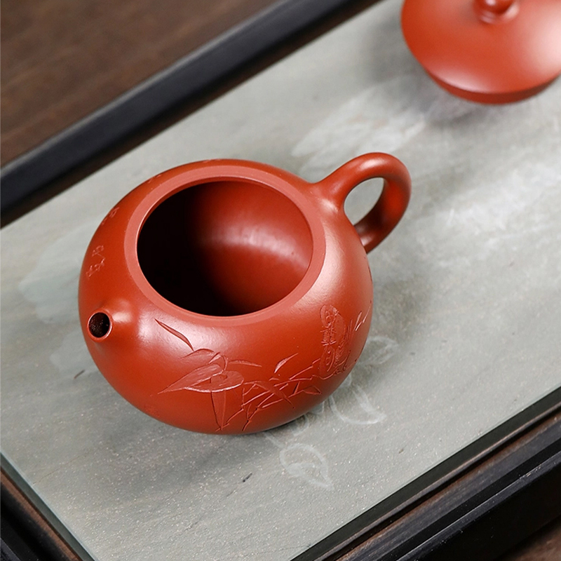 Yuanhu Association Yixing raw ore purple clay teapot senior engineer Zhou Xiaoming pure handmade vermilion clay Xishi teapot