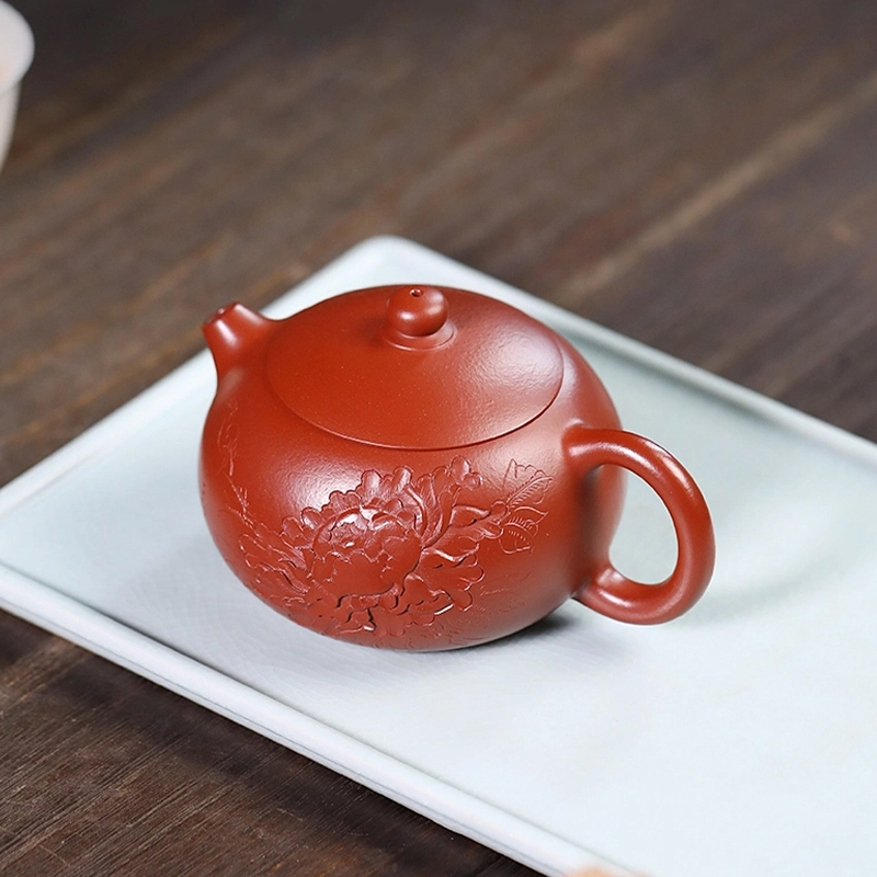 Yuanhu Association Yixing raw ore purple clay teapot senior engineer Zhou Xiaoming pure handmade vermilion clay Xishi teapot