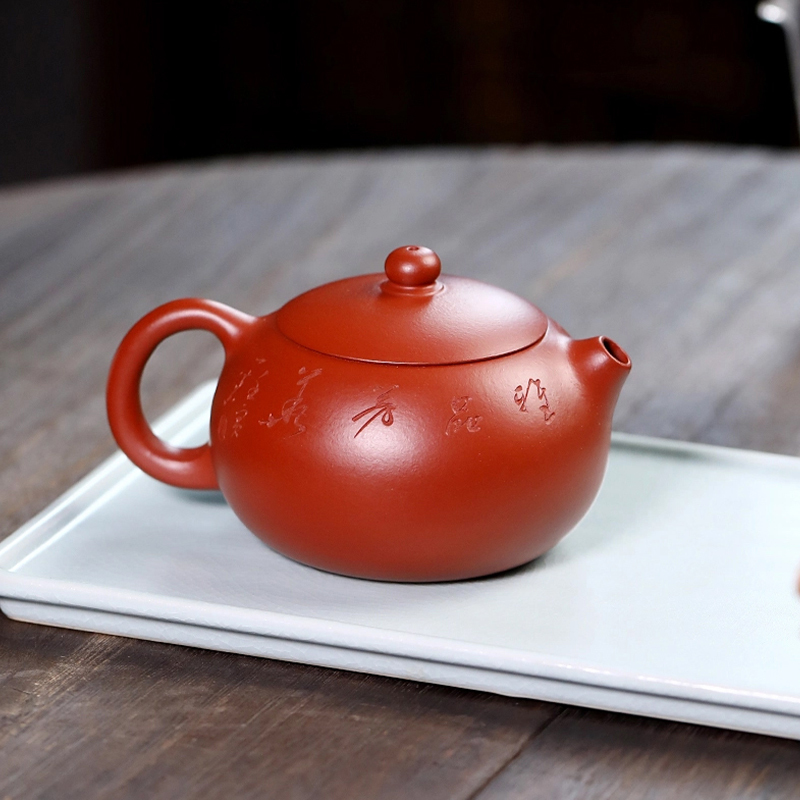 Yuanhu Association Yixing raw ore purple clay teapot senior engineer Zhou Xiaoming pure handmade vermilion clay Xishi teapot