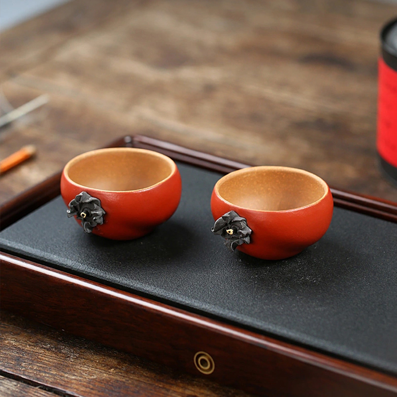 Yixing raw ore purple sand tea cup (single tea cup): the strength of the craftsman is to manually make the powder Dahongpao section mud cup