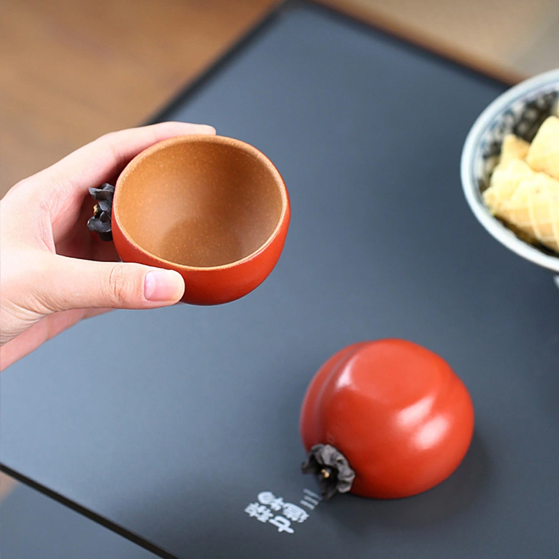 Yixing raw ore purple sand tea cup (single tea cup): the strength of the craftsman is to manually make the powder Dahongpao section mud cup