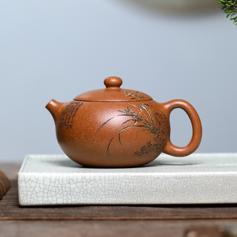 Yixing Zisha Original Mine Five-Color Duancai Clay Flat Xishi Teapot, Handcrafted by a Renowned Master for Gongfu Tea Ceremony