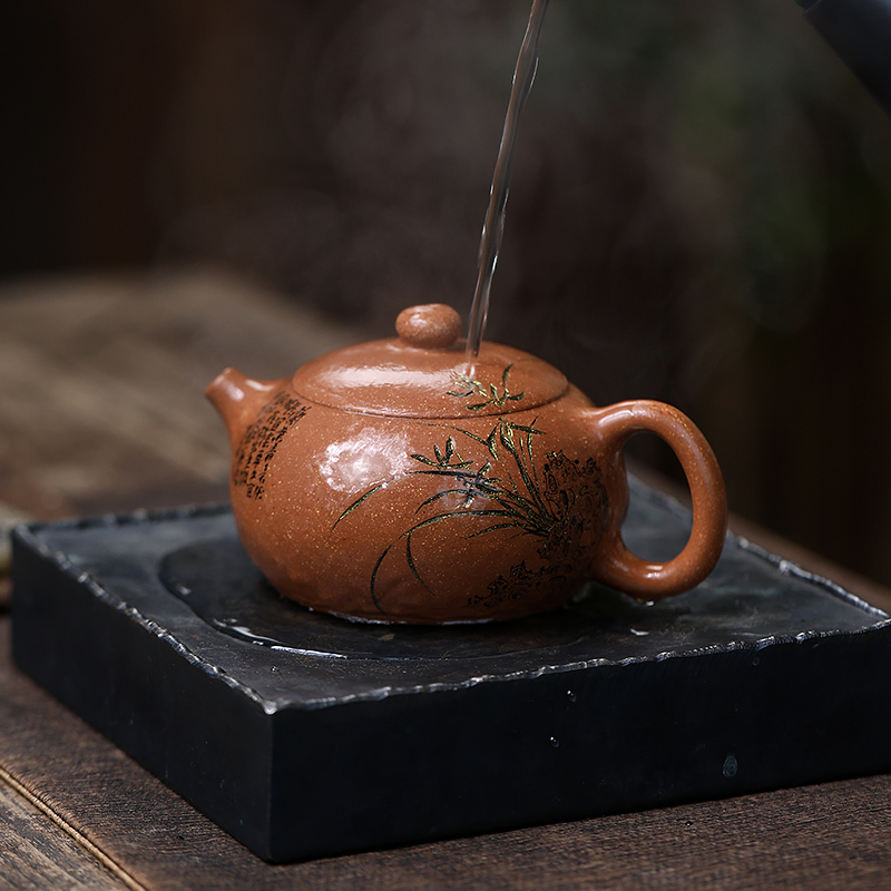 Yixing Zisha Original Mine Five-Color Duancai Clay Flat Xishi Teapot, Handcrafted by a Renowned Master for Gongfu Tea Ceremony
