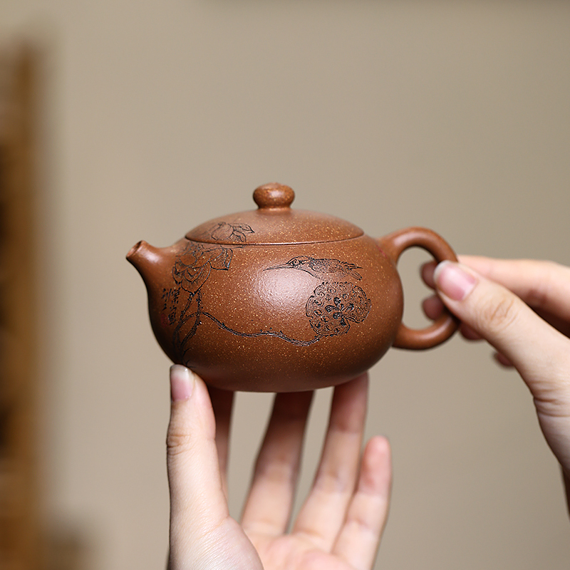 Yixing Zisha Original Mine Five-Color Duancai Clay Flat Xishi Teapot, Handcrafted by a Renowned Master for Gongfu Tea Ceremony