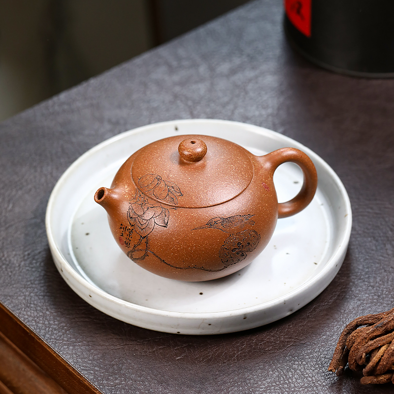 Yixing Zisha Original Mine Five-Color Duancai Clay Flat Xishi Teapot, Handcrafted by a Renowned Master for Gongfu Tea Ceremony