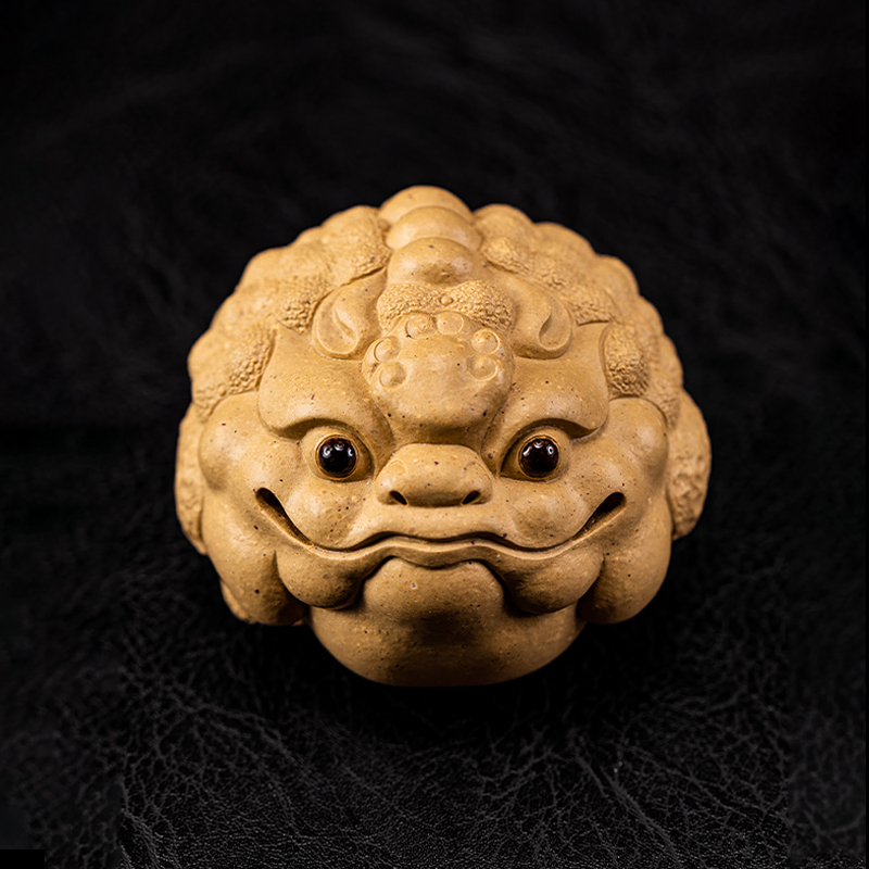 Yixing Zisha Tea Pet - Master Craftsman Fully Handmade "Three-Legged Golden Toad" from Original Duanni Clay, Tea Table Decoration