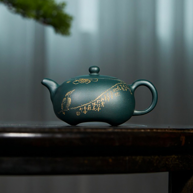 Yixing Zisha Teapot by Master Lu Na - Fully Handmade Original Green Clay 'Yu Fang' Style Kung Fu Tea Set Brewing Pot  310cc