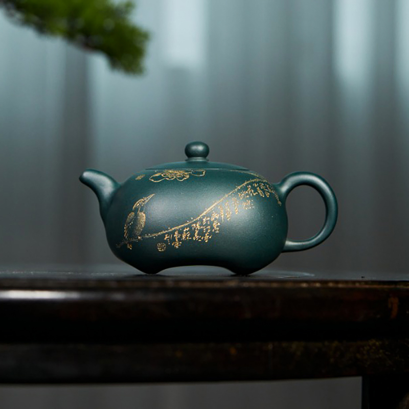 Yixing Zisha Teapot by Master Lu Na - Fully Handmade Original Green Clay 'Yu Fang' Style Kung Fu Tea Set Brewing Pot  310cc