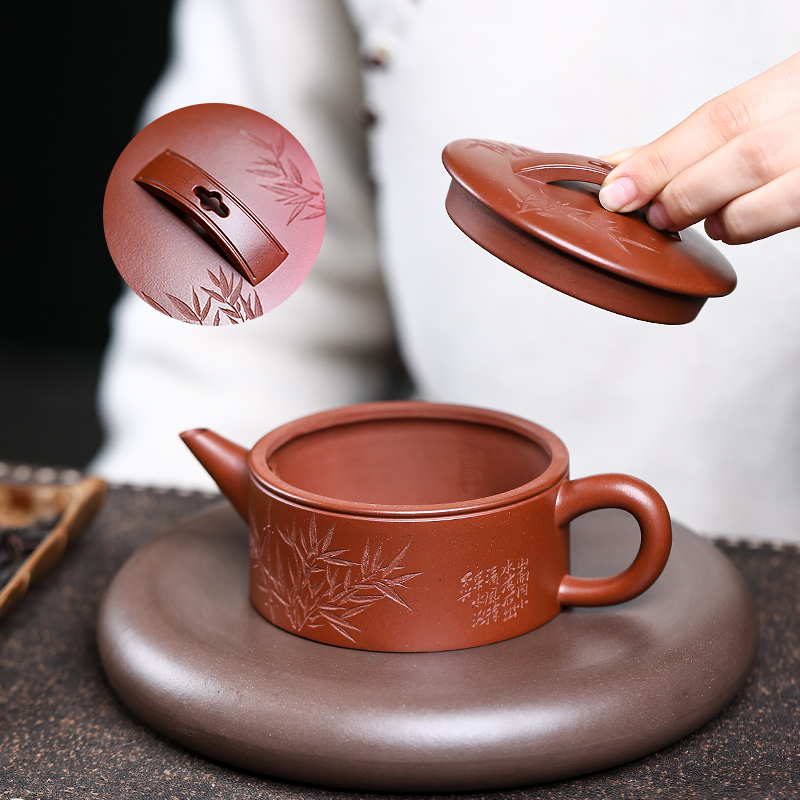 Yixing Zisha Teapot - Wide-Mouth Hanwa Style Master Handmade Original Old Zini Clay Kungfu Tea Set 200ml