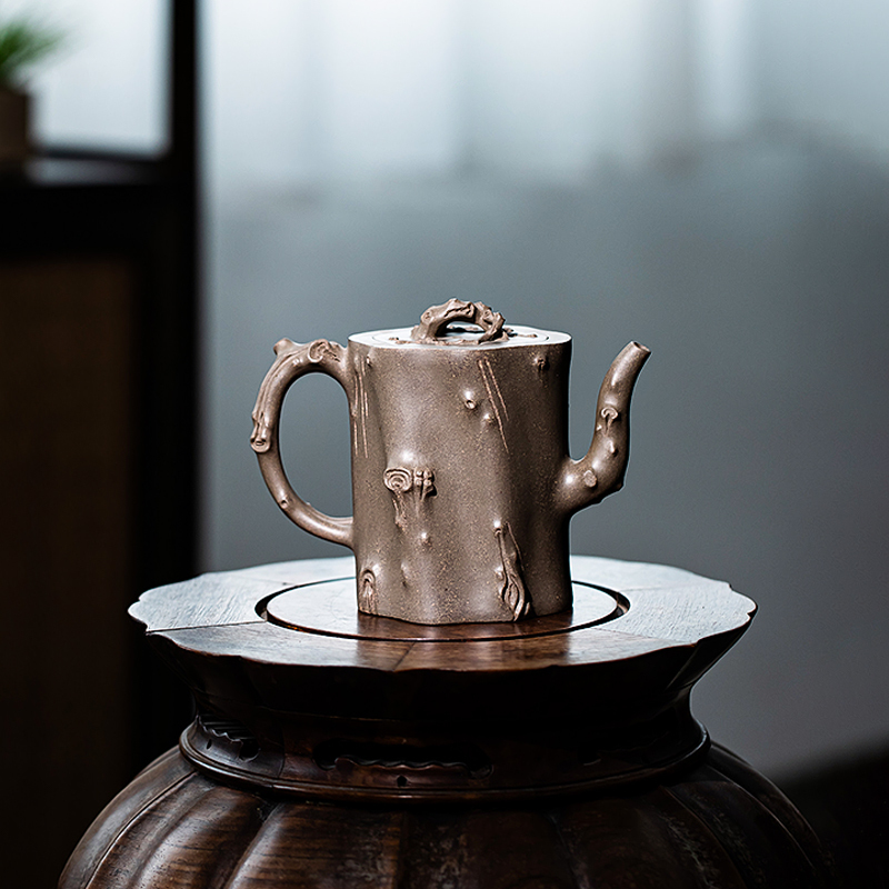 Yixing Zisha Teapot - Master Artisan Full-Handmade Original Green Duanni Clay "Plum Stump" Style Kungfu Teapot 350ml