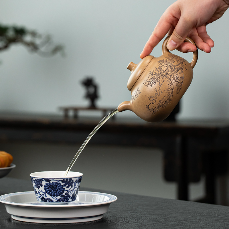 Yixing Zisha Teapot "Ruding Hu" - Master Craftsman, Fully Handmade, Aged Duan Clay, Kung Fu Tea Set 400ml