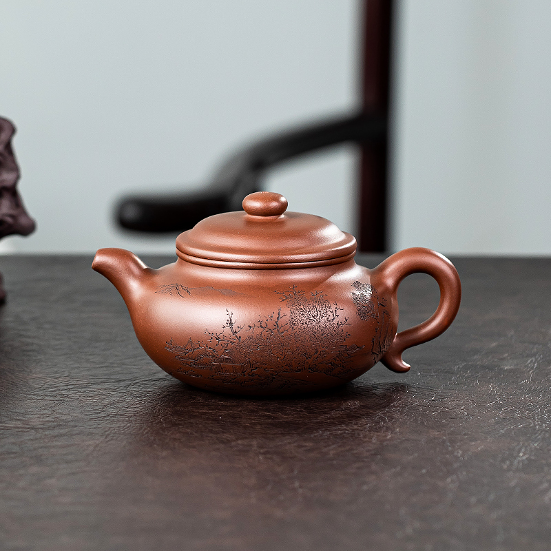 Yixing Zisha Teapot - Original Purple Clay - Master Wang Guoqiang - Fully Handmade Archaic Teapot 380ml