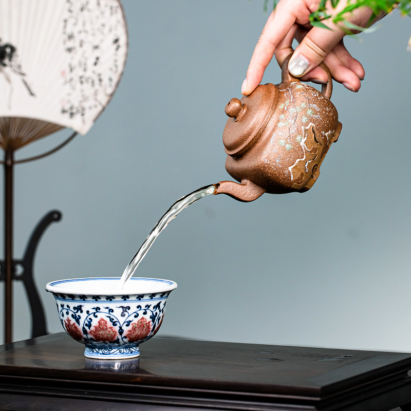 Handmade Yixing Zisha Square Teapot, Premium Guihua Clay with Exquisite Clay Painting 230ml