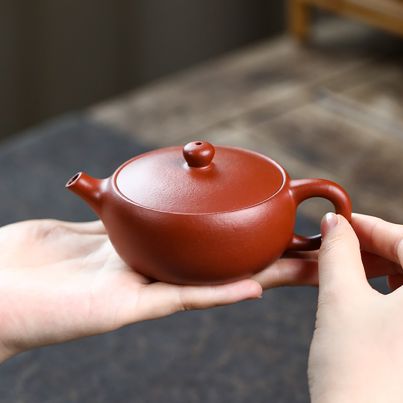 Yixing Zisha Teapot: Authentic Vermilion Clay, Fully Handmade Bian Yun Style, Classic Purple Clay Teapot for Brewing Tea 100ml