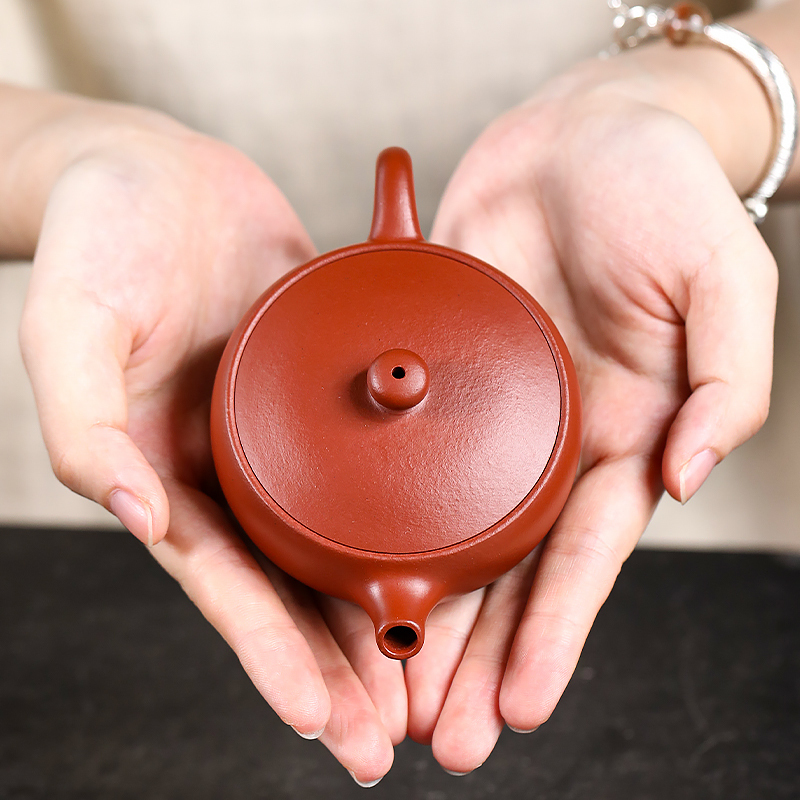 Yixing Zisha Teapot: Authentic Vermilion Clay, Fully Handmade Bian Yun Style, Classic Purple Clay Teapot for Brewing Tea 100ml