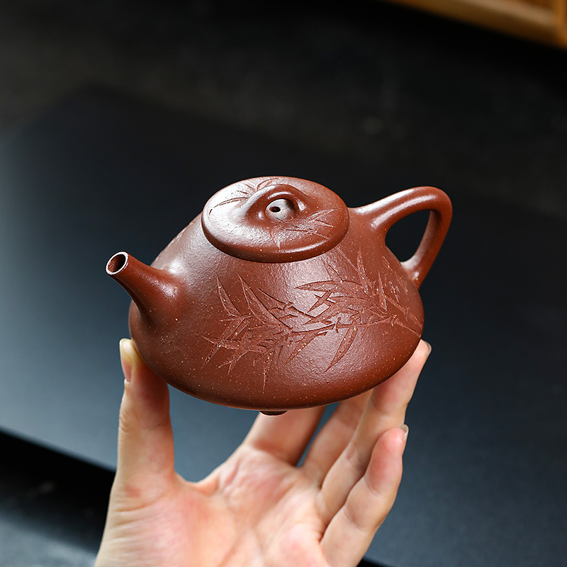 Yixing Zisha Clay Pot - Original Purple Clay, Master-Crafted Fully Handmade Ziyi Shi Piao Teapor for Gongfu Tea Brewing 170ml