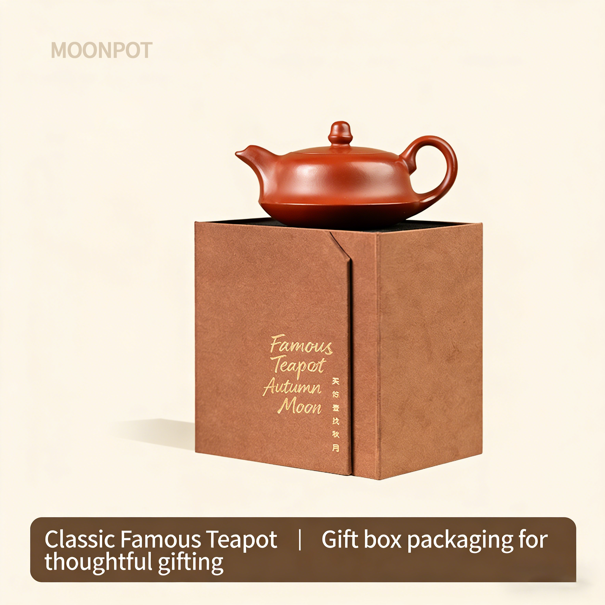 The Yixing Zisha Moonpot Quhu Teapot, made from authentic original Kuang Zhuni clay, is a handmade small teapot (200ml) for brewing tea, ideal for home use and gifting as a standalone tea set piece.
