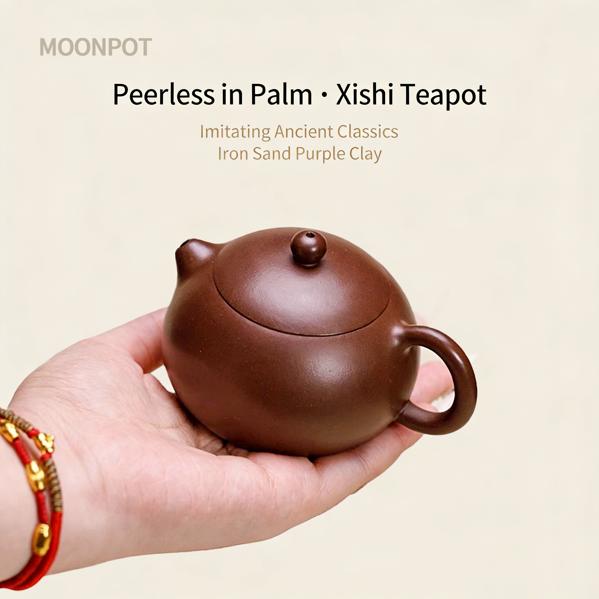 Yixing Zisha "Xishi" Teapot (Moonpot), 175ml, handmade from authentic iron-sand Zini clay—a traditional small teapot for home tea brewing, perfect as a gift.