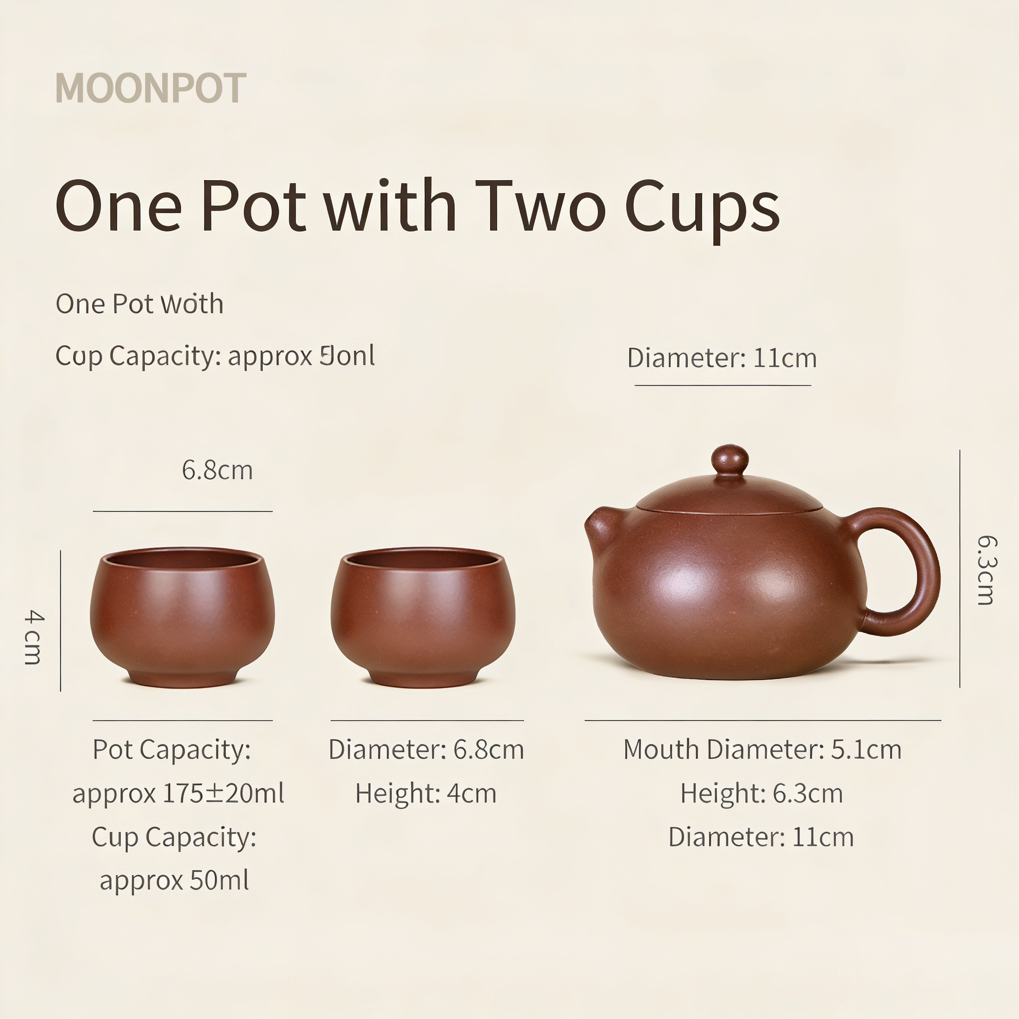Yixing Zisha "Xishi" Teapot (Moonpot), 175ml, handmade from authentic iron-sand Zini clay—a traditional small teapot for home tea brewing, perfect as a gift.