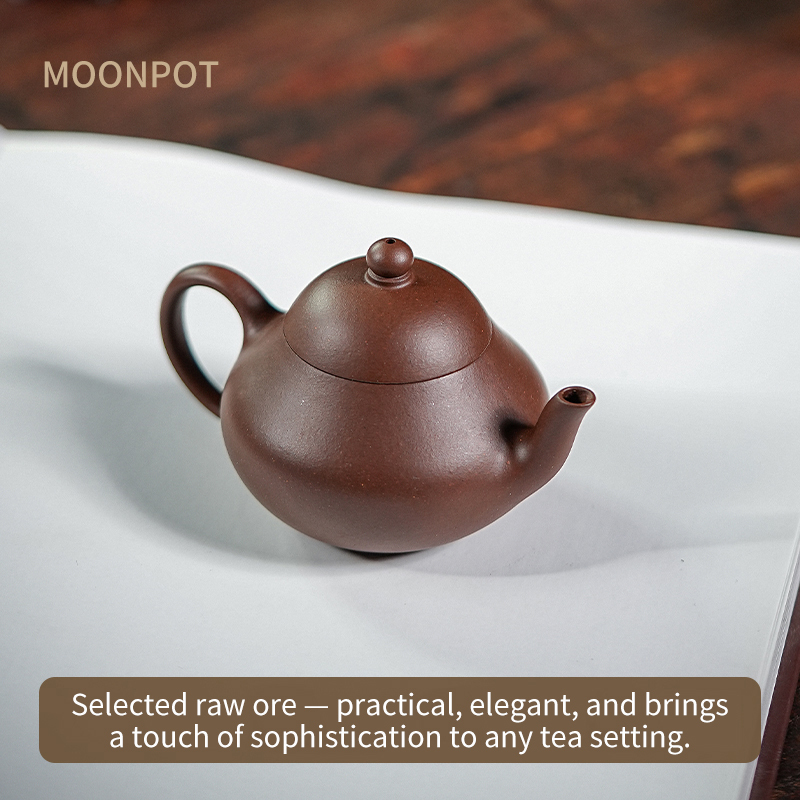 Yixing Purple Clay "Moonpot" Short Pear Teapot — Original Purple Clay Ore, The Beauty of Antique Teapots, Reproduction of a Qing Dynasty Old Teapot, 110ml