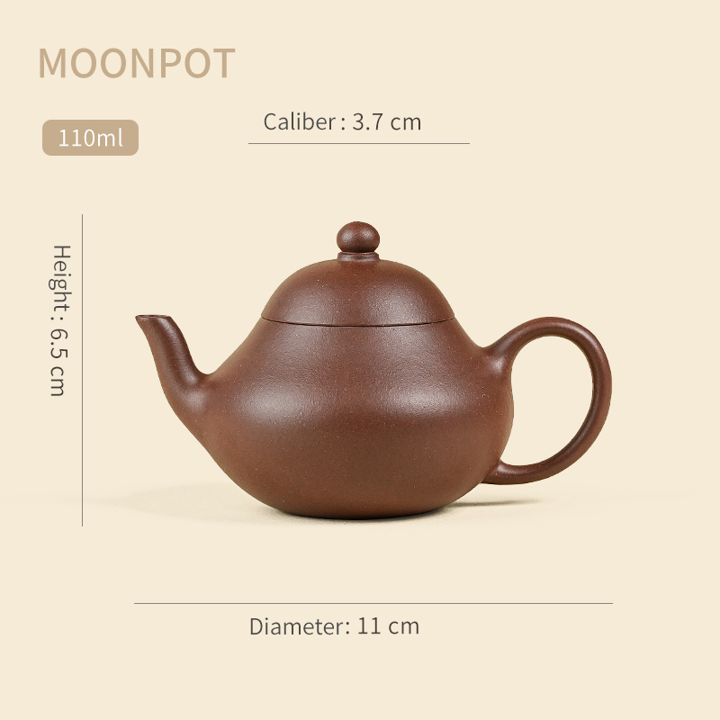 Yixing Purple Clay "Moonpot" Short Pear Teapot — Original Purple Clay Ore, The Beauty of Antique Teapots, Reproduction of a Qing Dynasty Old Teapot, 110ml