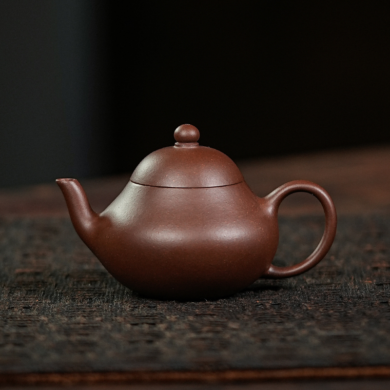 Yixing Purple Clay "Moonpot" Short Pear Teapot — Original Purple Clay Ore, The Beauty of Antique Teapots, Reproduction of a Qing Dynasty Old Teapot, 110ml