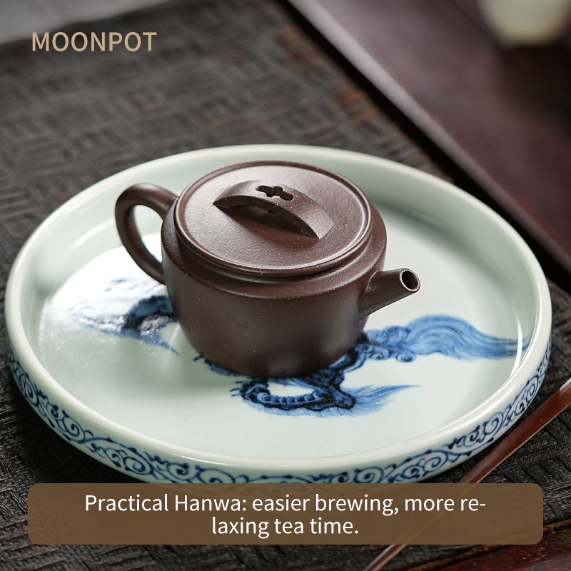 Yixing Zisha Moonpots Ming-style Hanwa Teapot, Raw Zini Purple Clay, Kung Fu Tea Set, 150ml