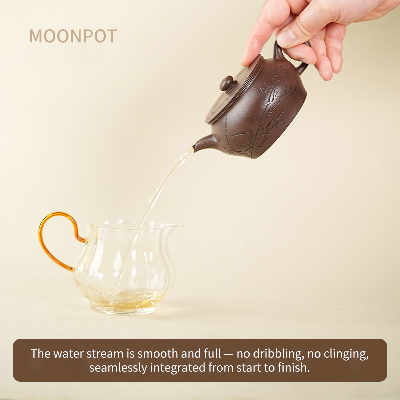 Yixing Zisha Moonpots Stone Drum Teapot, Raw Zini Purple Clay, Kung Fu Tea Set, 220ml