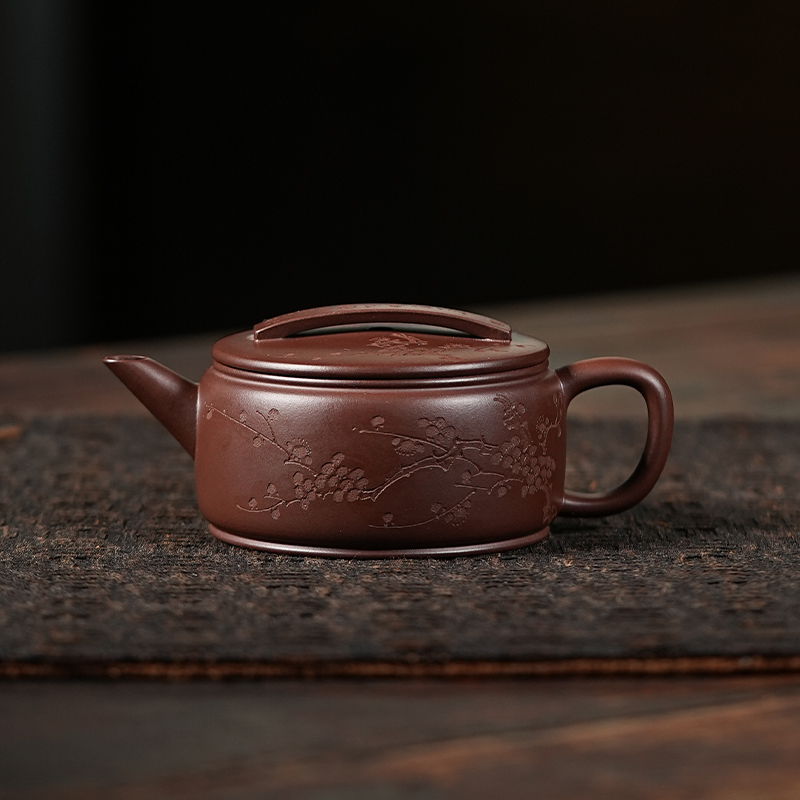 Yixing Zisha Moonpots Jianliu Hanwa Teapot, Raw Zini Purple Clay, Kung Fu Tea Set, 125ml