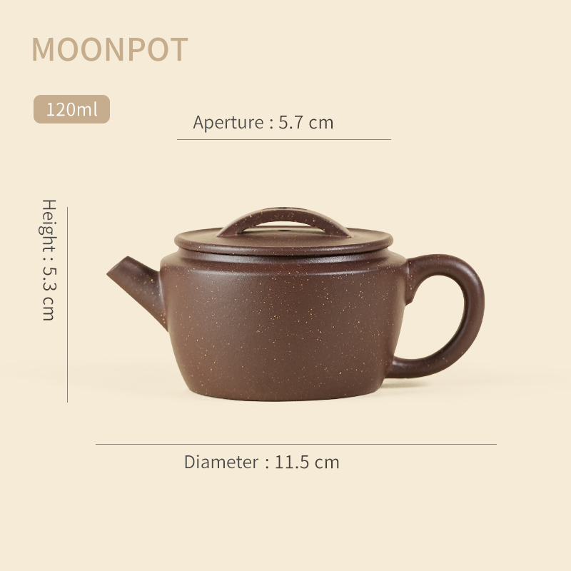 Yixing Zisha Moonpots Ming-style Hanwa Teapot, Raw Zini Purple Clay, Kung Fu Tea Set, 150ml