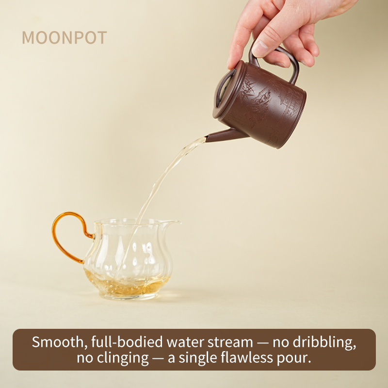 Yixing Zisha Moonpot – Gao Hanwa Teapot | Purple Clay Teapot | Raw Aged Purple Clay | Kung Fu Tea Set | 150ml