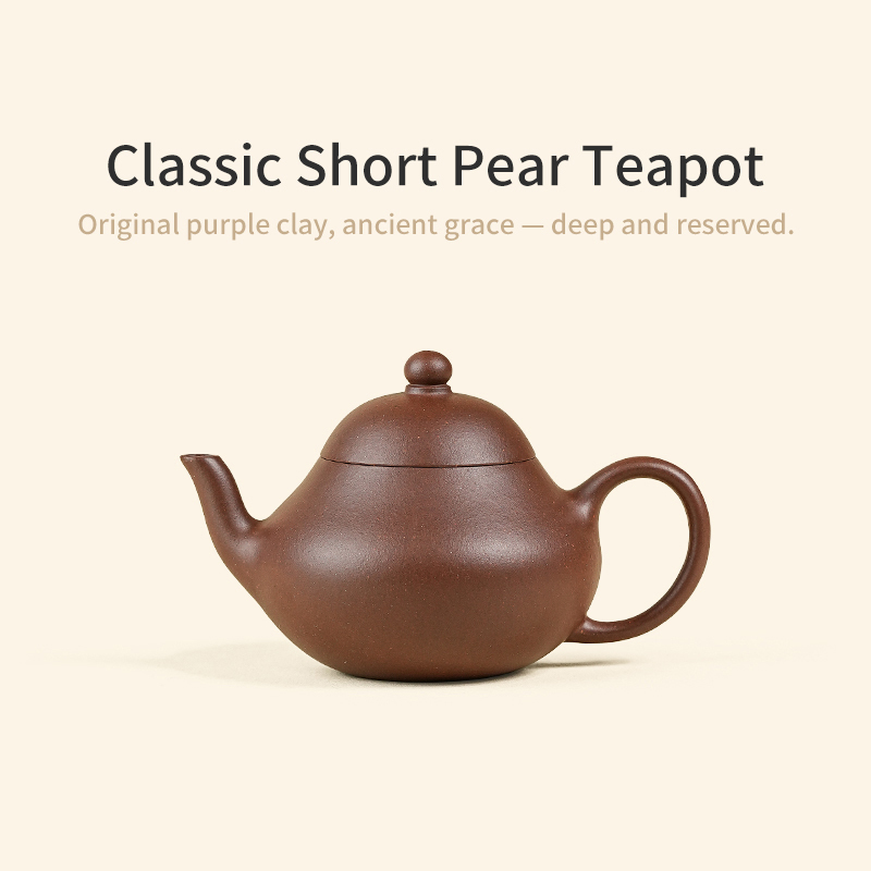 【Yuanhu】Authentic Handmade Yixing Teapots Pear-shaped Zini Clay 110ml