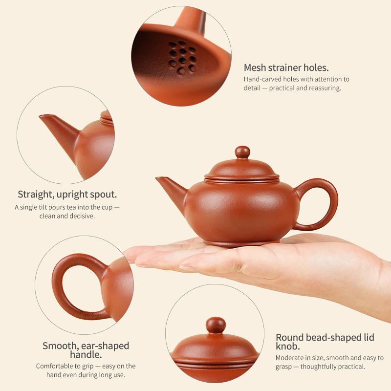 【Yuanhu】Authentic Handmade Yixing Teapots  Shuiping  Zhuni clay,150ml.