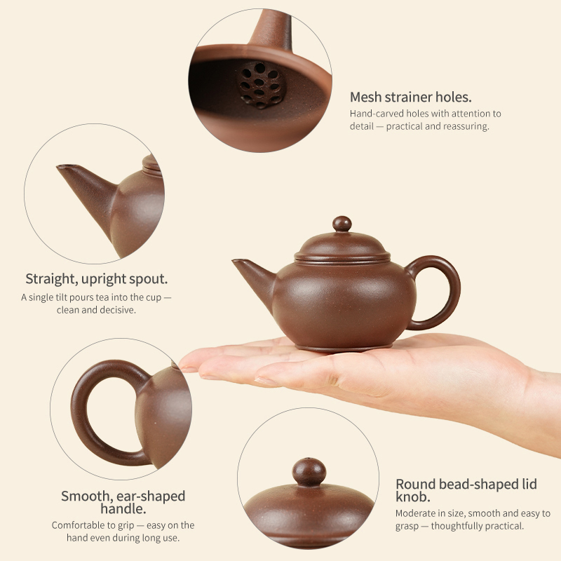 【Yuanhu】Authentic Handmade Yixing Teapots  Shuiping Zini Clay 130ml