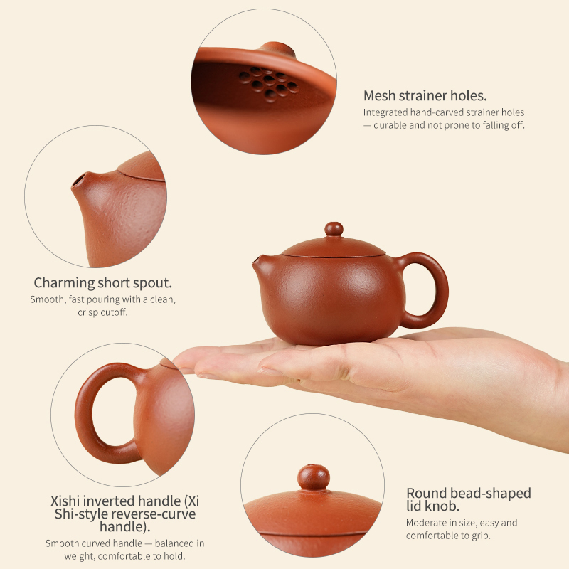 【Yuanhu】Authentic Handmade Yixing Teapots  Xishi Zhuni Clay， 90ml