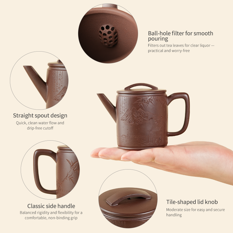 【Yuanhu】Authentic Handmade Yixing Teapots Gao Hanwa Zini Clay，150ml
