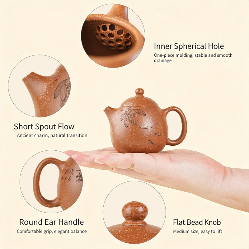 【Yuanhu】Authentic Handmade Yixing Teapots Longdan Duanni Clay, 100ml