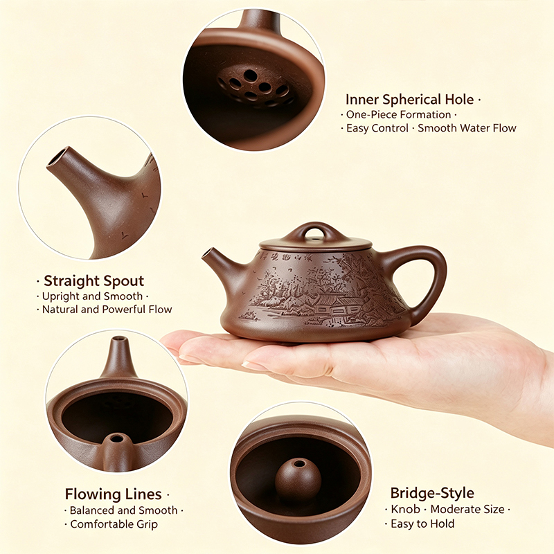 【Yuanhu】Authentic Handmade Yixing Teapots Shipiao Zini Clay, 130ml