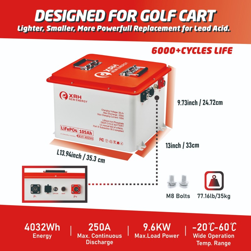 XRH 36V 105Ah Golf Cart Battery Steel