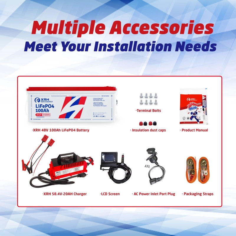 48V(51.2V) LiFePO4 Lithium Golf Cart Battery Built-in 200A BMS,with 48V 20A Lithium Battery Charger,Mobile APP,Touch Monitor,Port Plug and retention strap,6000+ Cycles,Perfect for Golf Carts (Plastic)