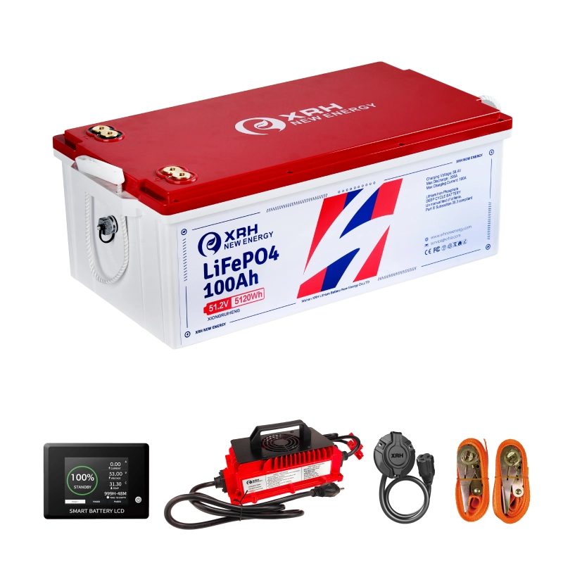 48V(51.2V) LiFePO4 Lithium Golf Cart Battery Built-in 200A BMS,with 48V 20A Lithium Battery Charger,Mobile APP,Touch Monitor,Port Plug and retention strap,6000+ Cycles,Perfect for Golf Carts (Plastic)