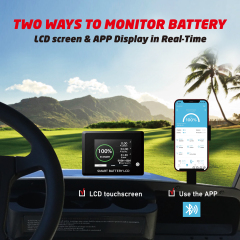 36V(38.4V) 60A LiFePO4 Lithium Golf Cart Battery Built-in 200A Bluetooth BMS,with 36V 20A Charger,Mobile APP,Touch Monitor,Port Plug,retention strap,6000+ Cycles,Perfect for Golf Carts, Trolling Motor