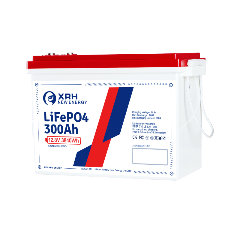 XRH 12V 300Ah Small-Volume LiFePO4 Lithium Battery, Built-in 200A BMS, Max 2560W Power, 4000-15000 Deep Cycles & 10-Year Lifetime，Perfect for Solar System, RV, Solar Power, Marine, Off-Grid