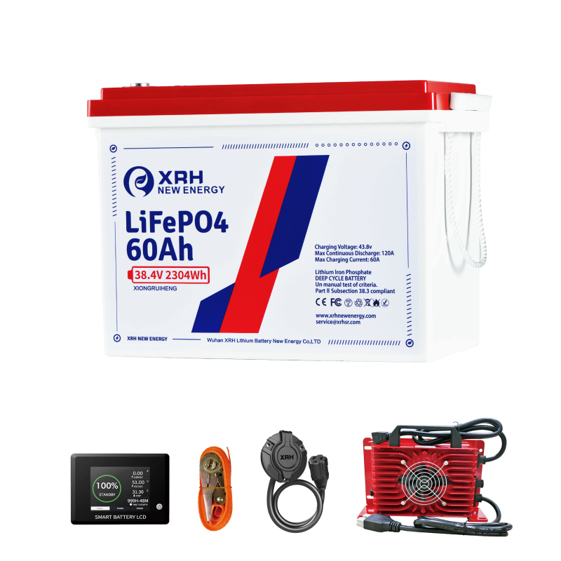 36V(38.4V) 60A LiFePO4 Lithium Golf Cart Battery Built-in 200A Bluetooth BMS,with 36V 20A Charger,Mobile APP,Touch Monitor,Port Plug,retention strap,6000+ Cycles,Perfect for Golf Carts, Trolling Motor