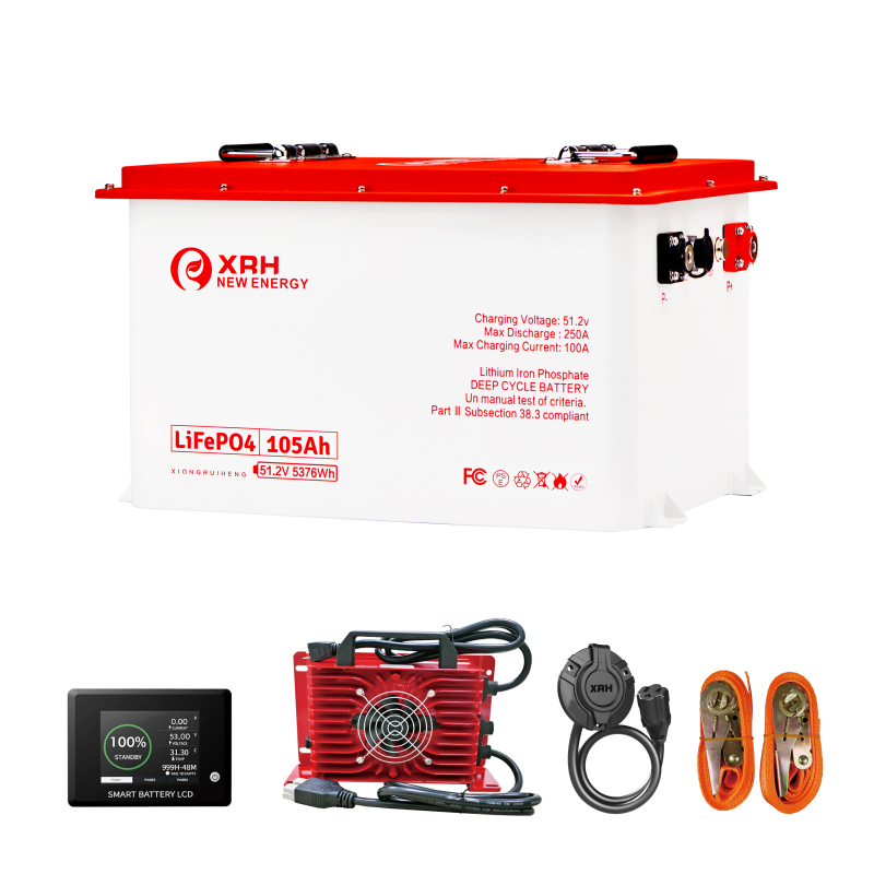 48V(51.2V) LiFePO4 Lithium Golf Cart Battery Built-in 250A BMS,with 48V 20A Lithium Battery Charger,Mobile APP,Touch Monitor,Port Plug and retention strap,6000+ Cycles,Perfect for Golf Carts