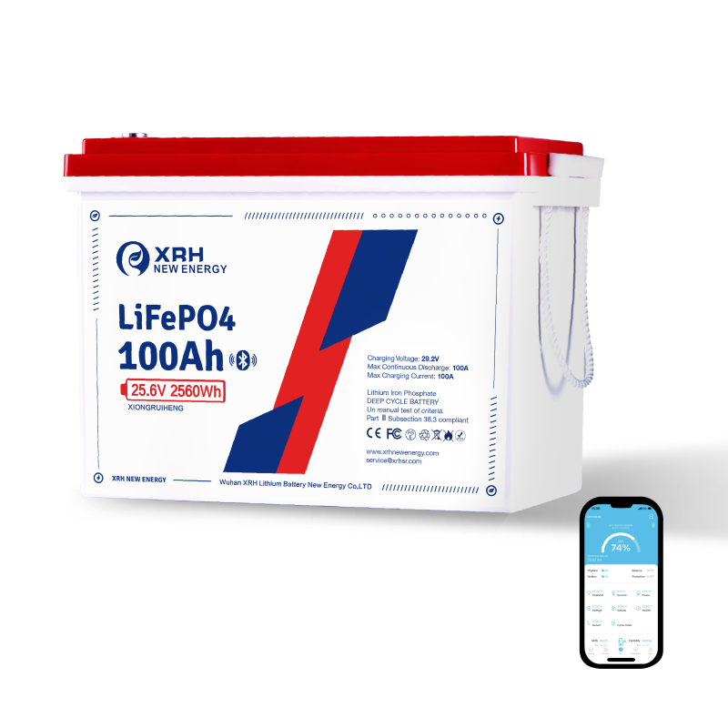 24 V 100 Ah LiFePO4 Lithium Battery, 2560 W, Integrated BMS, Deep Cycle Battery for Motorhome, Solar, Boat and Emergency Power